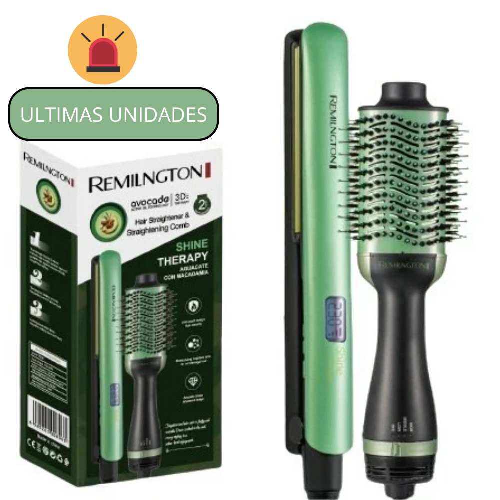 💎 Plancha + Cepillo Secador de Aguacate Remington | Cabello de Salón en Minutos